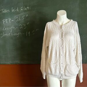 Vintage White Open Knit Cardigan